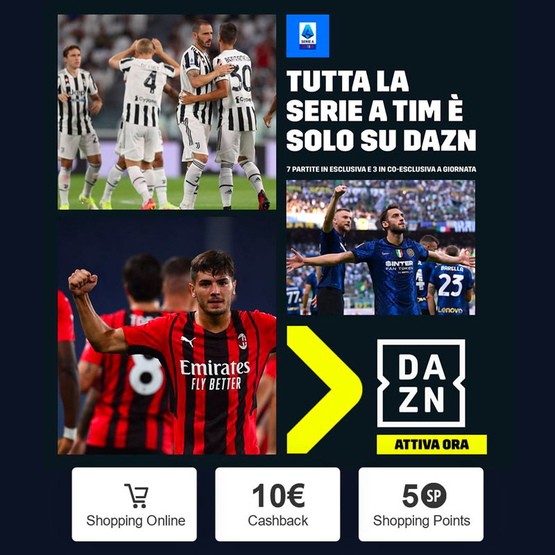 CAMPIONATO SERIE A CON DANZ OFFERTA MYWORLD CASHBACK